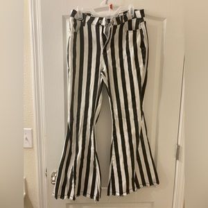 White and Black striped pants. Size 16. Flare bottoms.